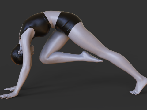 Yoga Pose - Knee To Nose - Adho Mukha Svanasana 3D Print Model