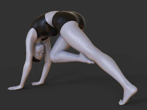 Posizione yoga: dal ginocchio al naso: Adho Mukha Svanasana Modello di stampa 3D