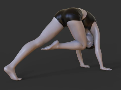 Posizione yoga: dal ginocchio al naso: Adho Mukha Svanasana Modello di stampa 3D