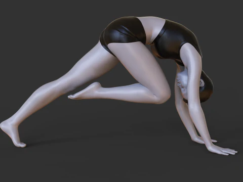 Posizione yoga: dal ginocchio al naso: Adho Mukha Svanasana Modello di stampa 3D