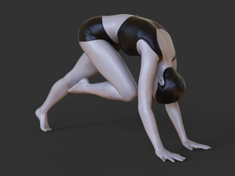 Yoga Pose - Knee To Nose - Adho Mukha Svanasana Modelo de impresión 3D