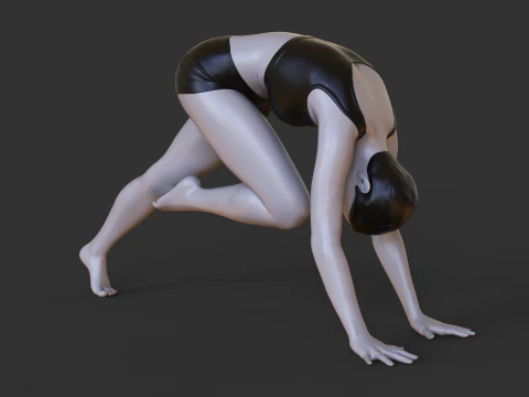 Posizione yoga: dal ginocchio al naso: Adho Mukha Svanasana Modello di stampa 3D