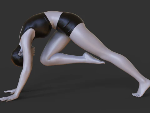 Posizione yoga: dal ginocchio al naso: Adho Mukha Svanasana Modello di stampa 3D