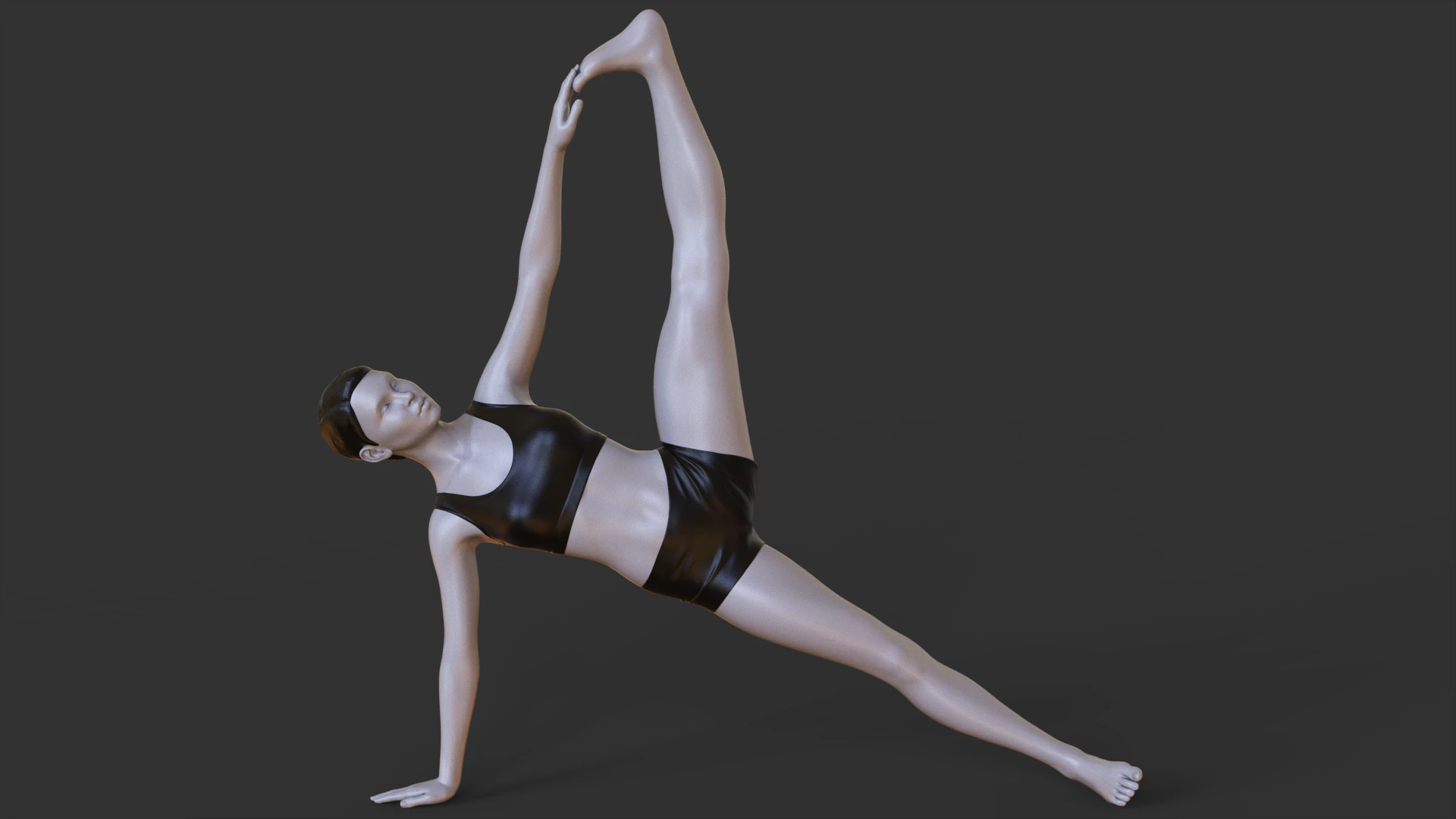 Yoga Pose - One-Legged Side Plank Pose - Eka Pada Vasisthasana 3D Print Model .c4d .max .obj .3ds .fbx .stl .blend 