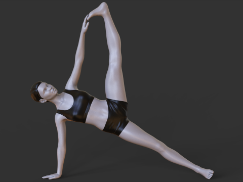 Yoga Pose - One-Legged Side Plank Pose - Eka Pada Vasisthasana 3D Print Model