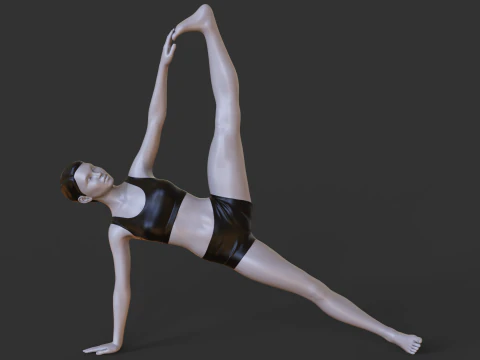 Yoga Pose - One-Legged Side Plank Pose - Eka Pada Vasisthasana 3D Print Model