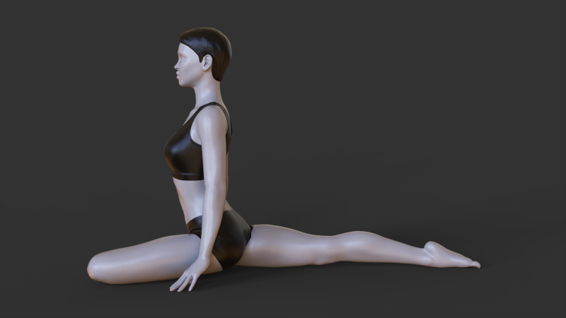 Yoga Pose - Pigeon Pose - Kapotasana 3D 打印模型 .c4d .max .obj .3ds .fbx .stl .blend 
