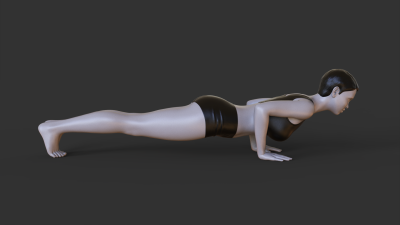 Yoga Pose - Plank pose - Chaturanga Dandasana Model Cetak 3D .c4d .max .obj .3ds .fbx .stl .blend 