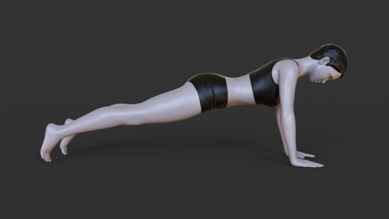 Yoga Pose - Plank Pose - Uttihita Chaturanga Dandasana Modelo de impresión 3D .c4d .max .obj .3ds .fbx .stl .blend