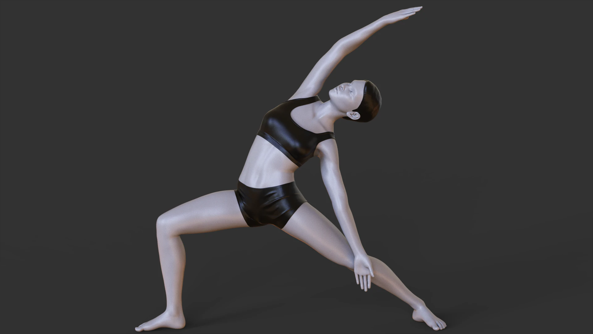 Yoga Pose - Reverse Warrior - Viparita Virabhadrasana 3D Print Model .c4d .max .obj .3ds .fbx .stl .blend