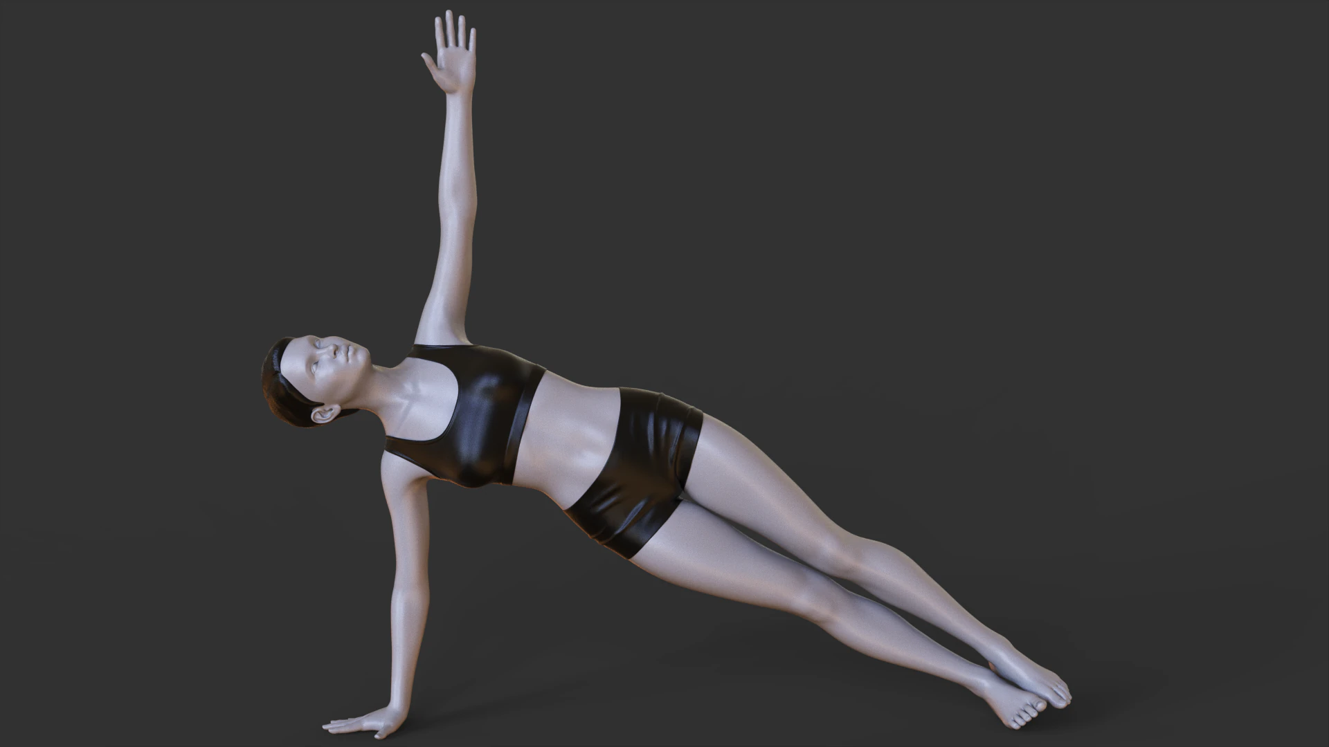 Yoga Pose- Side Plank 3D Print Model .c4d .max .obj .3ds .fbx .stl .blend 