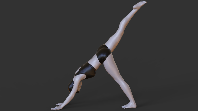 Yoga Pose - Three Legged Dog Pose - Tri Pada Adho Mukha Svanasana 3D Baskı Modeli .c4d .max .obj .3ds .fbx .stl .blend