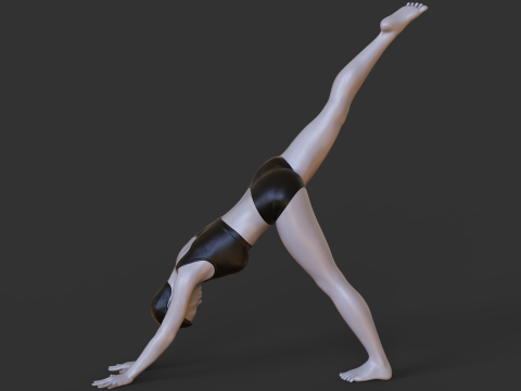 Yoga Pose - Three Legged Dog Pose - Tri Pada Adho Mukha Svanasana Modèles 3D en vedette