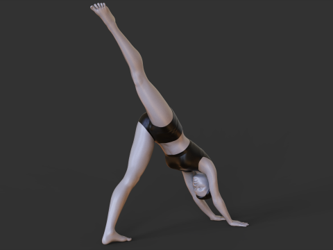 Yoga Pose - Three Legged Dog Pose - Tri Pada Adho Mukha Svanasana 3D Baskı Modeli