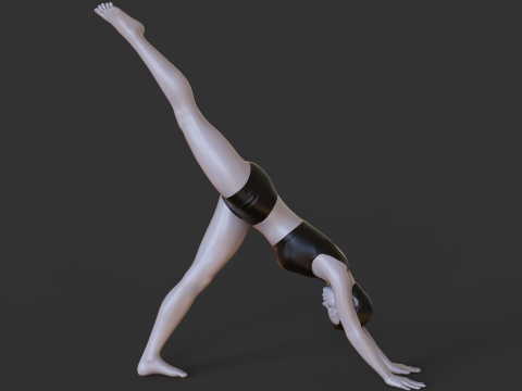 Yoga Pose - Three Legged Dog Pose - Tri Pada Adho Mukha Svanasana 3D Baskı Modeli