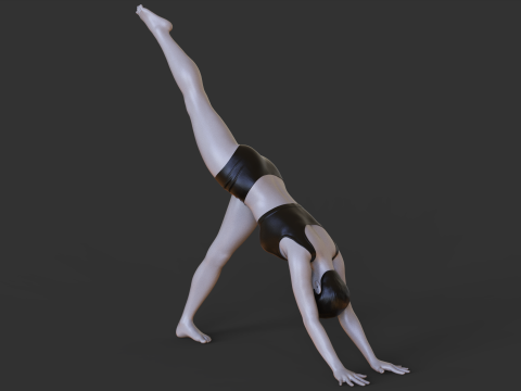 Yoga Pose - Three Legged Dog Pose - Tri Pada Adho Mukha Svanasana 3D Baskı Modeli