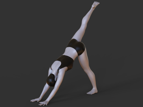 Yoga Pose - Three Legged Dog Pose - Tri Pada Adho Mukha Svanasana 3D Baskı Modeli