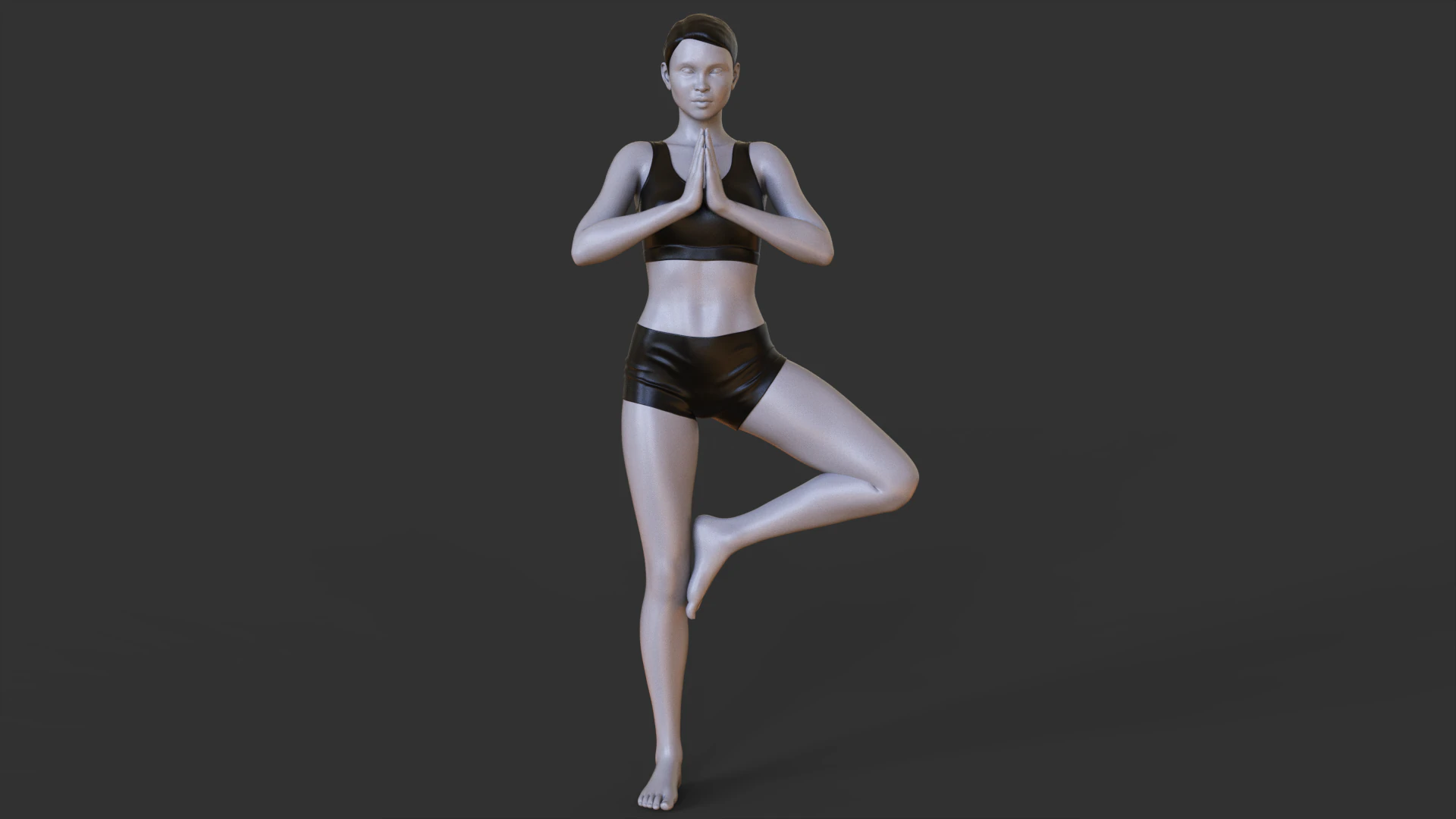 Yoga Pose - Tree Pose - Vrksasana 3D Print Model .c4d .max .obj .3ds .fbx .stl .blend