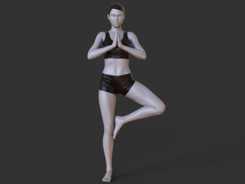 Yoga Pose - Tree Pose - Vrksasana Modèles 3D en vedette