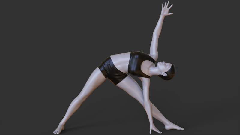 Yoga Pose - Triangle Pose Model Cetak 3D .c4d .max .obj .3ds .fbx .stl .blend