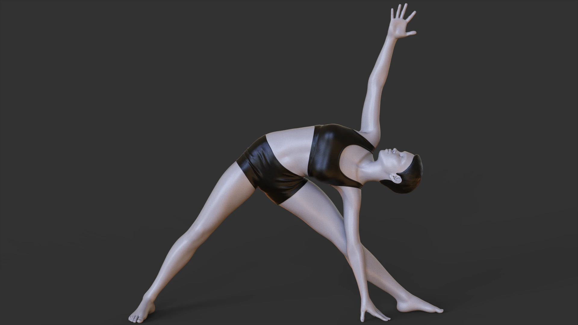 Yoga Pose - Triangle Pose 3D Print Model .c4d .max .obj .3ds .fbx .stl .blend 