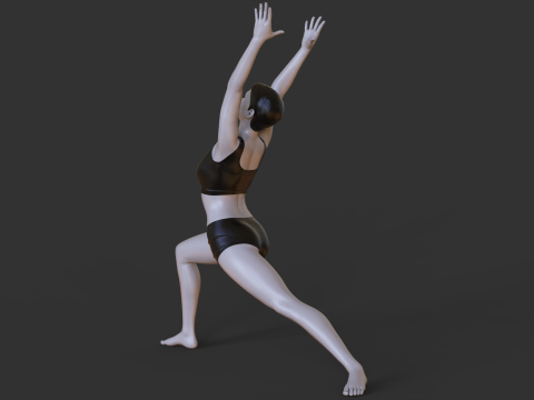 Yoga Pose - Warrior 1 - Virabhadrasana 3D 프린트 모델