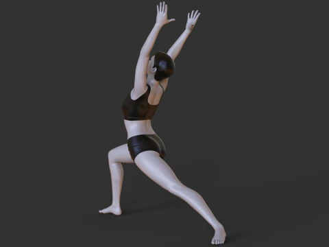 Yoga Pose - Warrior 1 - Virabhadrasana 3D Print Model