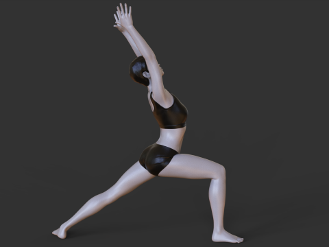 Yoga Pose - Warrior 1 - Virabhadrasana 3D 프린트 모델