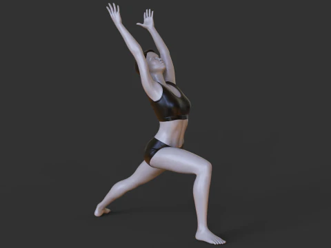 Yoga Pose - Warrior 1 - Virabhadrasana 3D Print Model