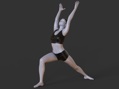Yoga Pose - Warrior 1 - Virabhadrasana 3D 프린트 모델