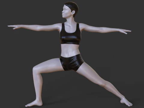 योग मुद्रा - योद्धा 2 - वीरभद्रासन 3D प्रिंट मॉडल