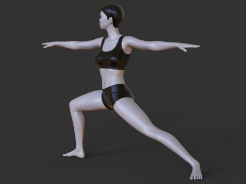 Yoga Pose - Warrior 2 - Virabhadrasana 3D Print Model