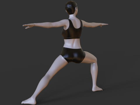 Yoga Pose - Warrior 2 - Virabhadrasana 3D Print Model