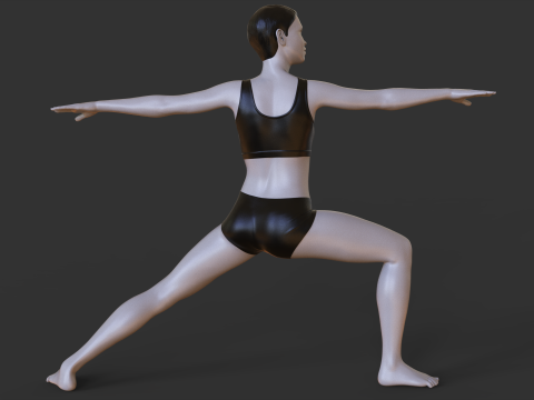 Yoga Pose - Warrior 2 - Virabhadrasana 3D Print Model