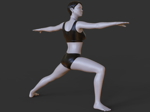 Yoga Pose - Warrior 2 - Virabhadrasana 3D Print Model