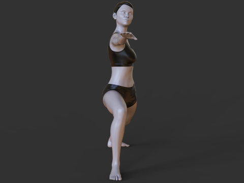 Yoga Pose - Warrior 2 - Virabhadrasana 3D Print Model