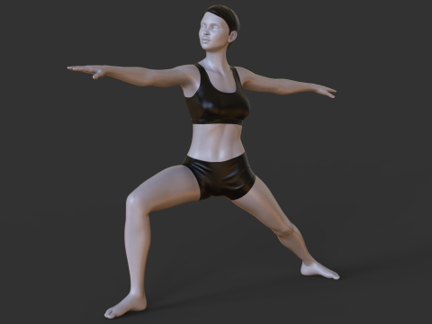 Yoga Pose - Warrior 2 - Virabhadrasana 3D Print Model