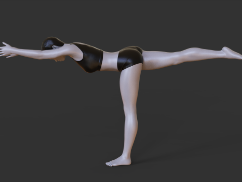 Yoga Pose - Warrior 3 - Virabhadrasana Modèles 3D en vedette