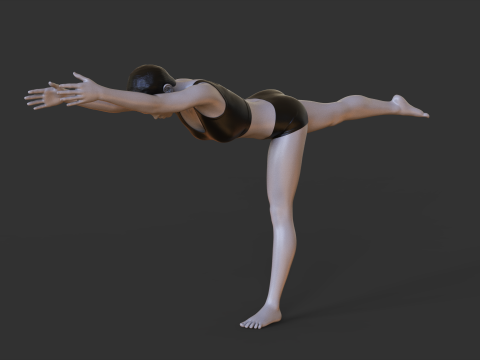 Yoga Pose - Warrior 3 - Virabhadrasana Model do druku 3D