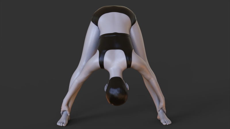 Yoga Pose - Wide Legged Forward Fold - Prasarita Padottanasana Model Cetak 3D .c4d .max .obj .3ds .fbx .stl .blend 