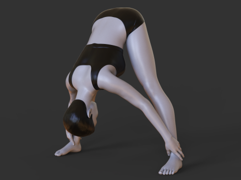 Yoga Pose - Wide Legged Forward Fold - Prasarita Padottanasana Model Cetak 3D