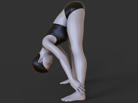 Yoga Pose - Wide Legged Forward Fold - Prasarita Padottanasana Model Cetak 3D