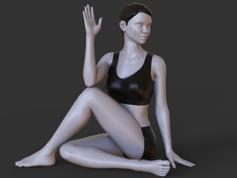 Yoga Pose - Y Seated Spinal Twist Pose - Parivrtta Sukhasana Modèles 3D en vedette