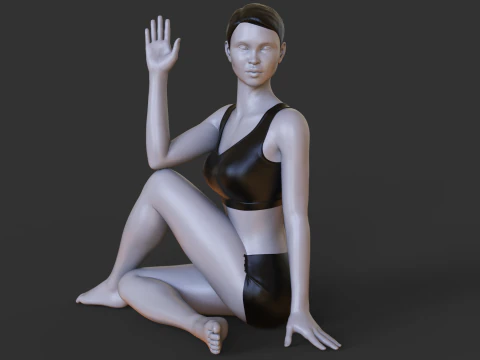 Posizione yoga - Posizione della torsione spinale seduta a Y - Parivrtta Sukhasana Modello di stampa 3D