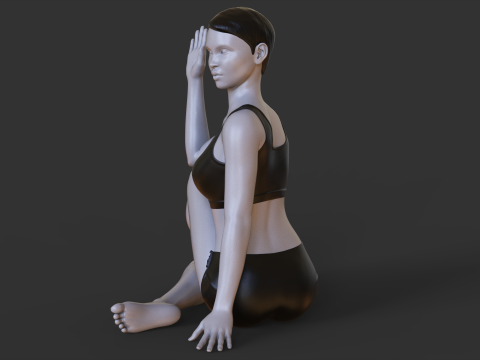 Yoga Pose - Y Seated Spinal Twist Pose - Parivrtta Sukhasana 3D Print Model