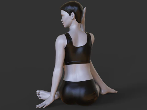 Posizione yoga - Posizione della torsione spinale seduta a Y - Parivrtta Sukhasana Modello di stampa 3D