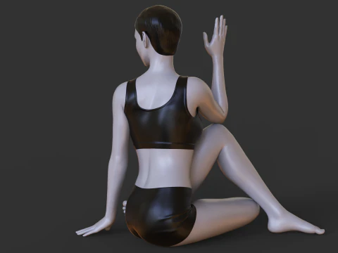 Posizione yoga - Posizione della torsione spinale seduta a Y - Parivrtta Sukhasana Modello di stampa 3D