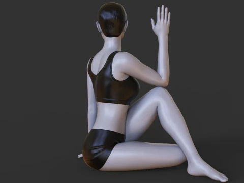 Posizione yoga - Posizione della torsione spinale seduta a Y - Parivrtta Sukhasana Modello di stampa 3D