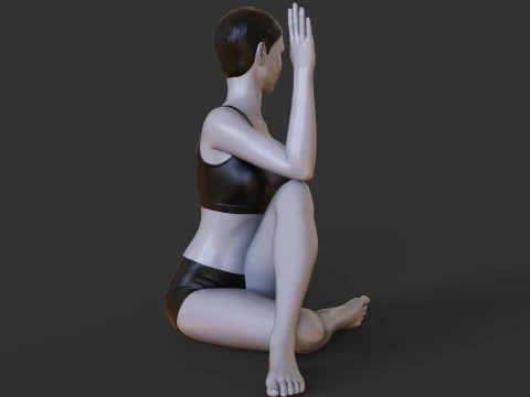 Posizione yoga - Posizione della torsione spinale seduta a Y - Parivrtta Sukhasana Modello di stampa 3D