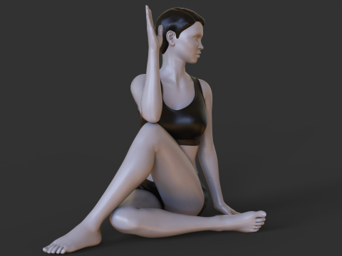 Yoga Pose - Y Seated Spinal Twist Pose - Parivrtta Sukhasana 3D Print Model
